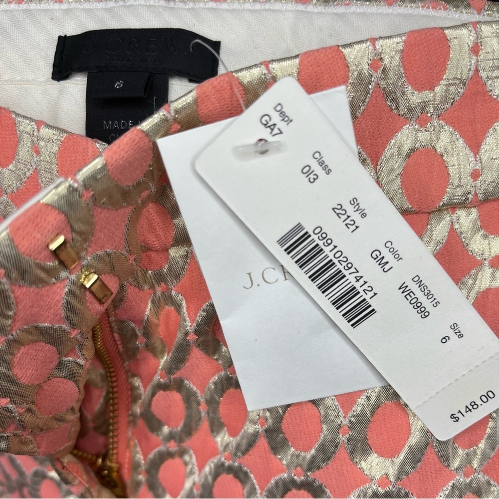 J. Crew Gold and Pink Cropped Pants with Shimmering Pattern - Picture 4 of 5